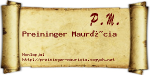 Preininger Maurícia névjegykártya